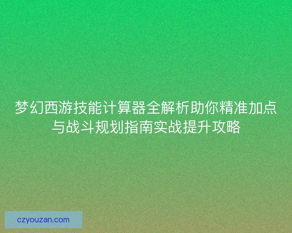 梦幻西游技能计算器全解析助你精准加点与战斗规划指南实战提升攻略