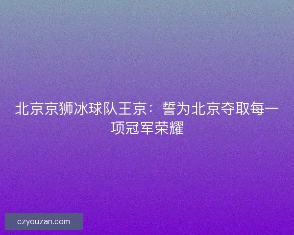 北京京狮冰球队王京：誓为北京夺取每一项冠军荣耀