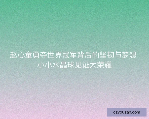 赵心童勇夺世界冠军背后的坚韧与梦想 小小水晶球见证大荣耀
