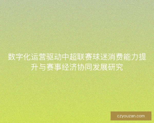 数字化运营驱动中超联赛球迷消费能力提升与赛事经济协同发展研究