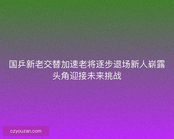 国乒新老交替加速老将逐步退场新人崭露头角迎接未来挑战